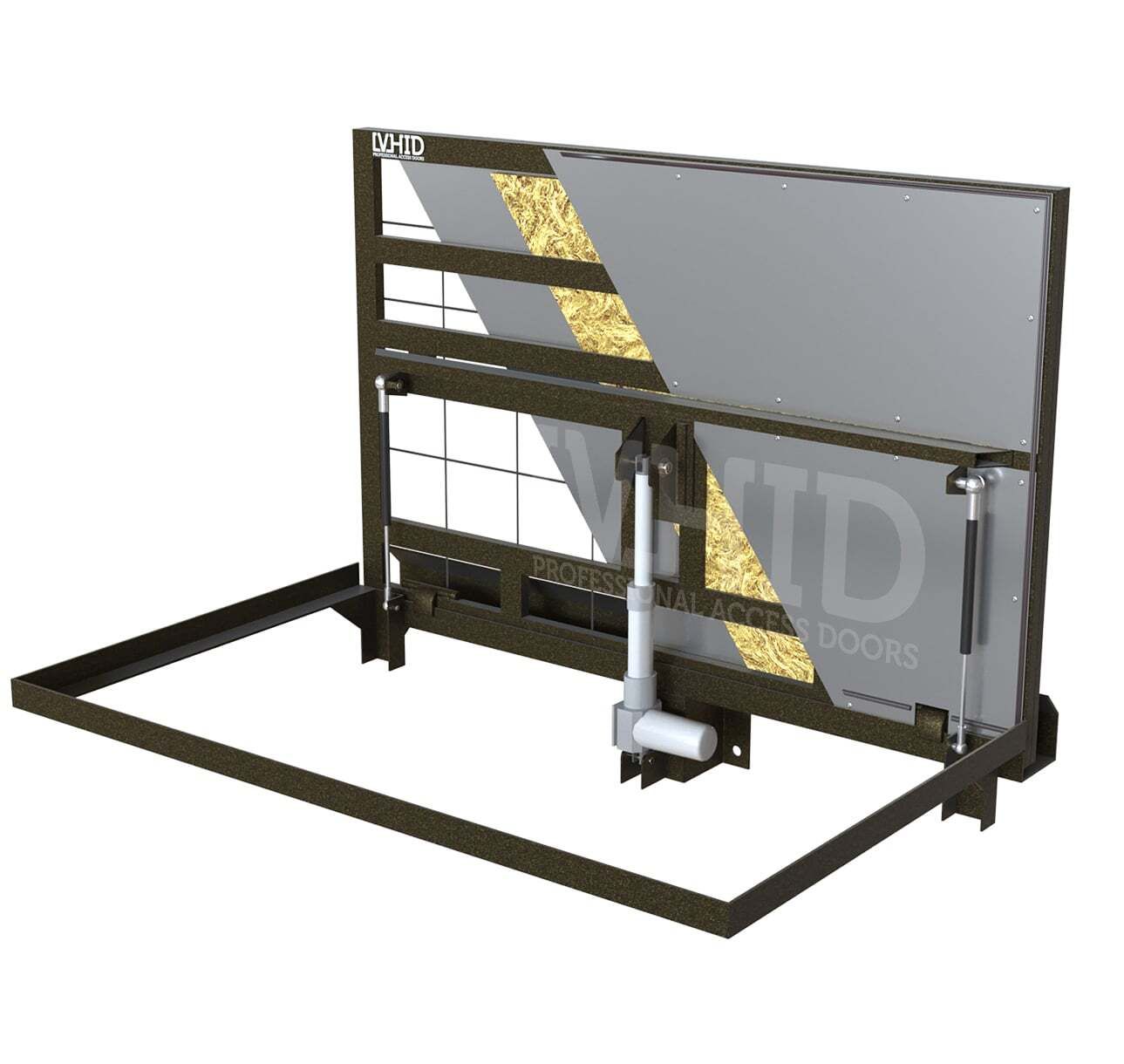 Floor hatch with an electric drive and insulated lid, mod. Electric Maraus. Black steel