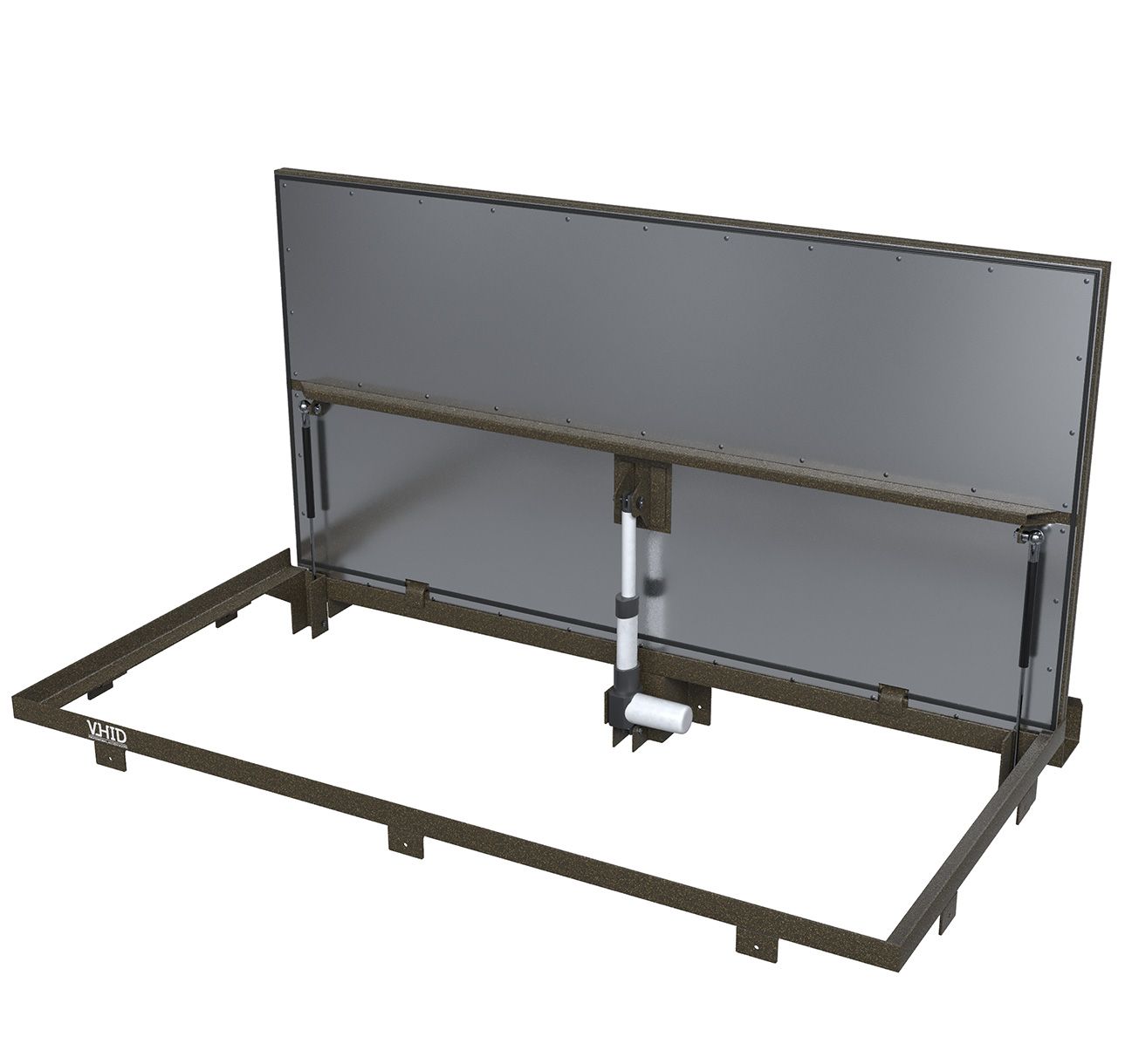 Floor hatch with an electric drive and insulated lid, mod. Electric Maraus. Black steel