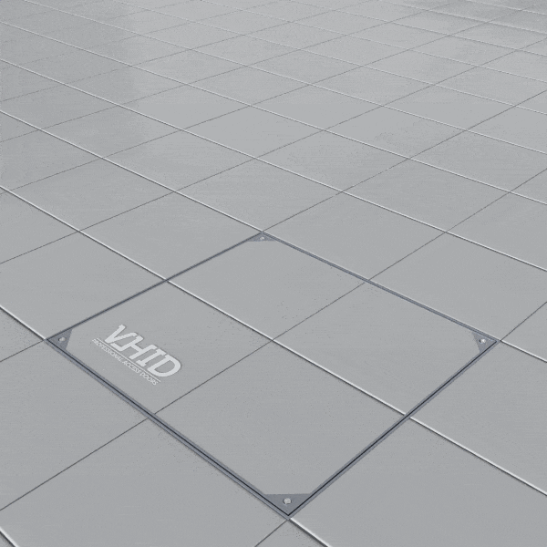 Hermetic Floor Access Cover with a manually removable filling tray, mod. DEVER. Stainless steel