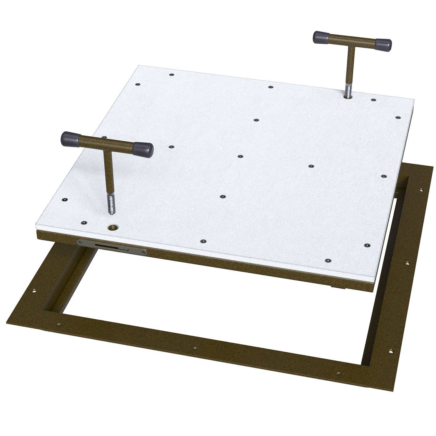 Hidden access cover under tile with removable lid, basic, mod. CAP, made of black steel