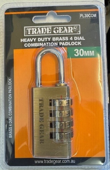 Padlock 4 Dial Combination 30mm