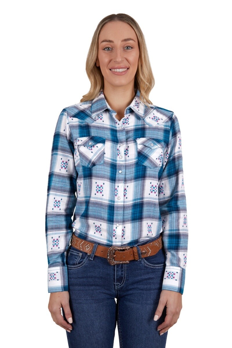 WOMEN&#39;S CARITA CHECK WESTERN LONG SLEEVE SHIRT