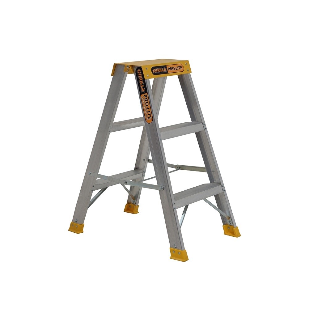 Double sided A-frame ladder 3 Step (0.85m) Pro-Lite Aluminium 150kg Industrial
