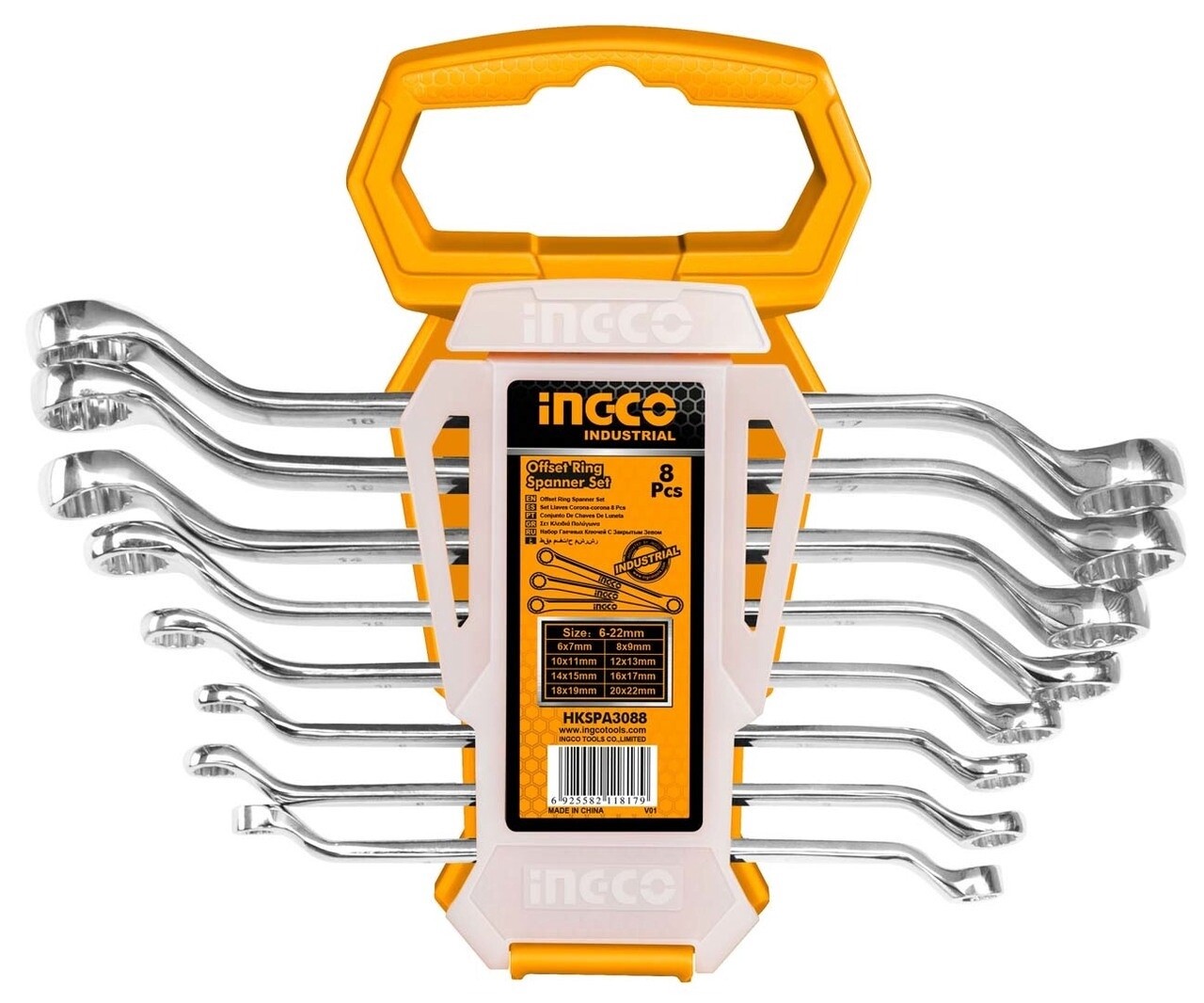 INGCO 8 piece offset ring spanner set 6-22mm