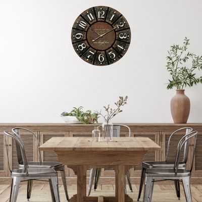 Clock XL Round Charcoal W/Love 60x4.5x60cm