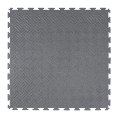Interlocking Tile Checkerplate Grey 52x52cm