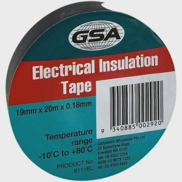 Electrical Tape 19mm x 20mtr Black 0.18mm