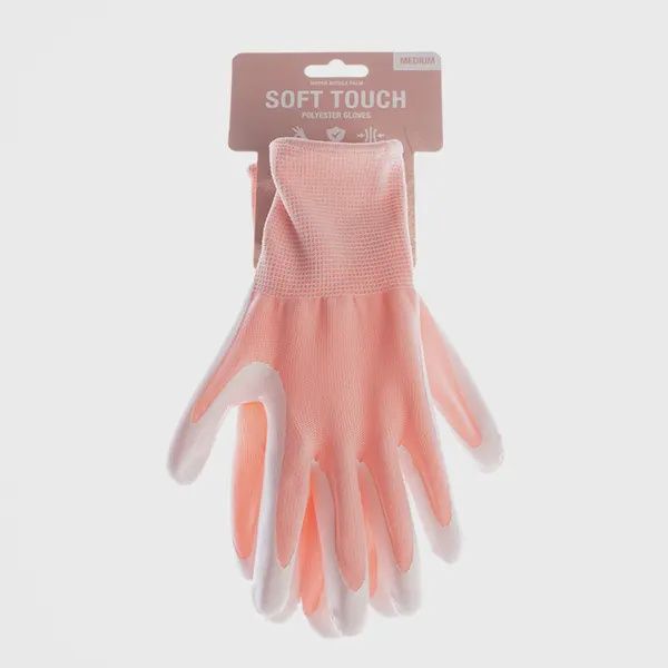 Gloves Soft PU Red Pastell Large