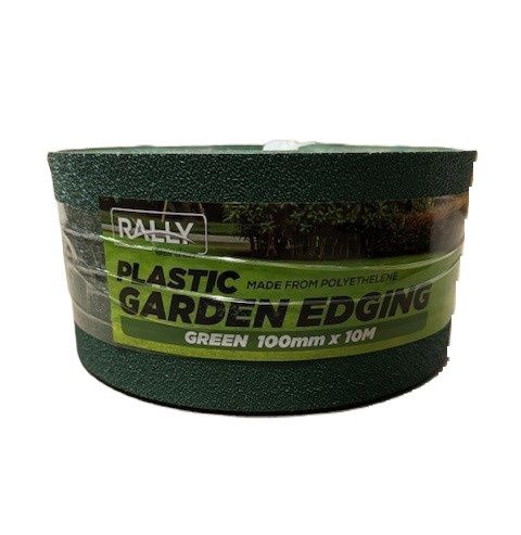 Plastic Garden Edging - 100mm x 10M, Green