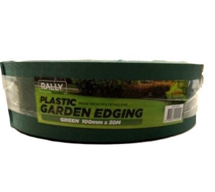 Plastic Garden Edging - 100mm x 30M, Green