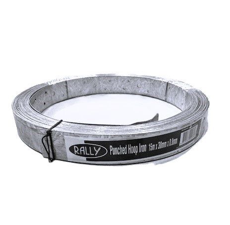 Hoop iron galv 30mm x.8mmx15mt punched