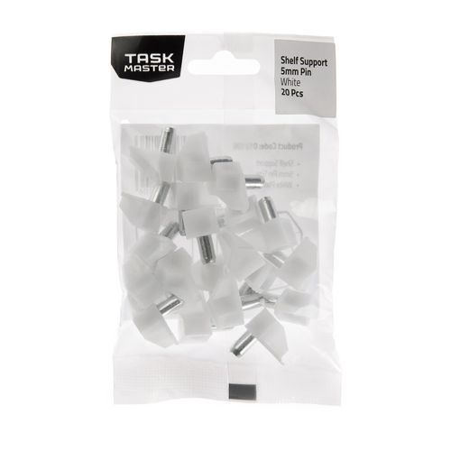 Shelf support white plastic 5mm 20pk