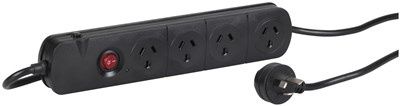 Powerboard 4 Way 4  switch Blk