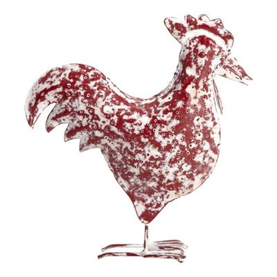 Handcrafted Distressed Red Rooster &amp; Chook (Set) 26×7.5×33cm