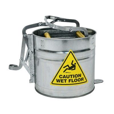Mop Bucket Galv 12lt w/brass rollers