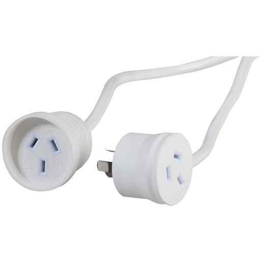 1M Mains Extension with Piggyback Socket