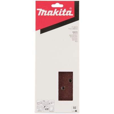 Makita 60 Grit 115x280mm Sheet Brown Punched Sand Paper - 10 Pack - P-33015