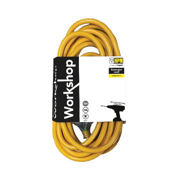 Workshop HeavyDuty Extension Lead 15m 10A