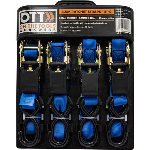 OTT 4PC Ratchet Strap 25mm x 4.5m