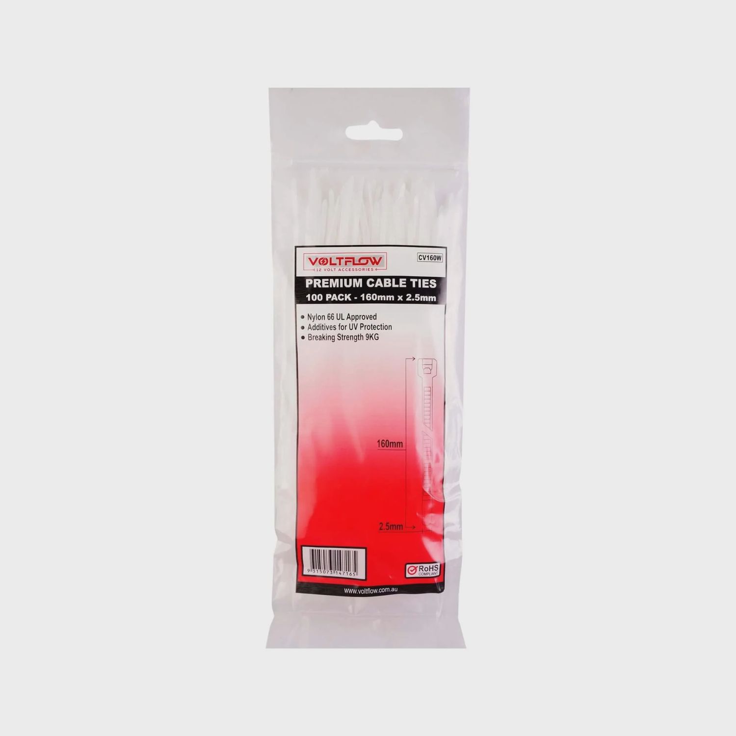 Cable Tie 100mmx25mm White 100pk