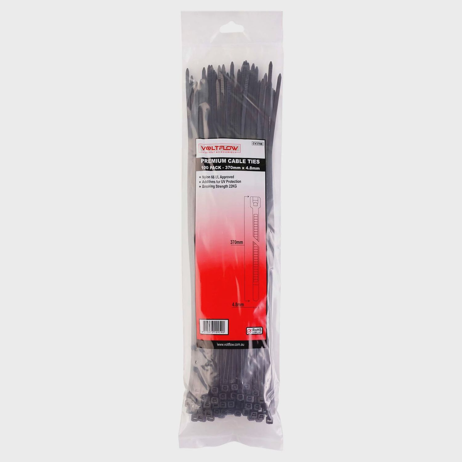 Cable Tie 300mm x 4.8mm BLACK 100pk