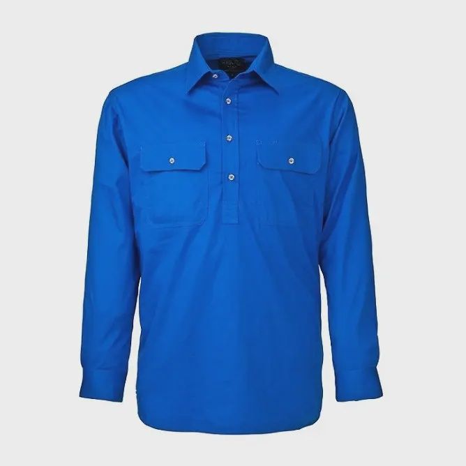 Womens Closed Front L/S Shirt Cobalt Blue