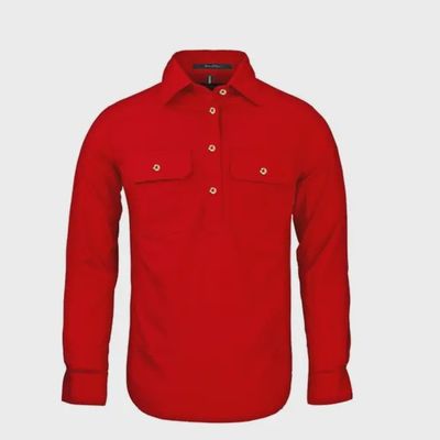 Womens Closed Front L/S Shirt Red