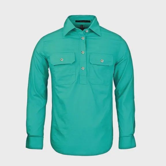 Womens Closed Front L/S Shirt Jade