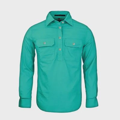 Womens Closed Front L/S Shirt Jade