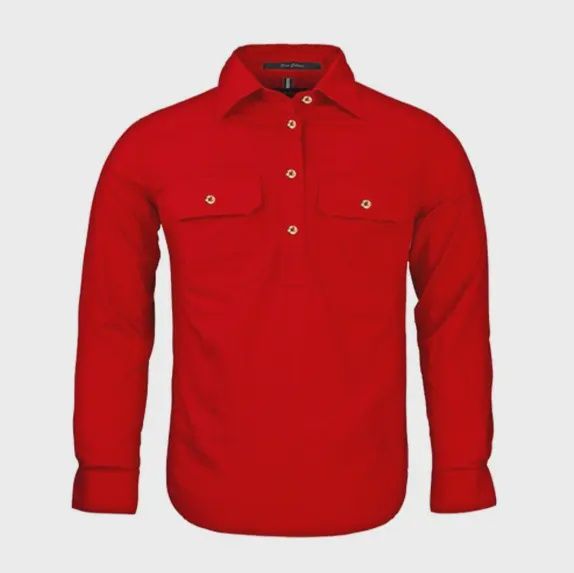 Kids Closed Front L/S Shirt Red