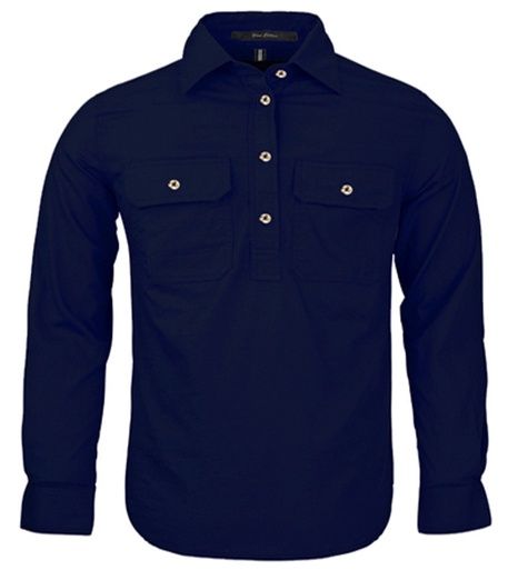 Kids Closed Front L/S Shirt Navy