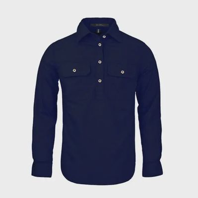 Womens Closed Front L/S Shirt French Navy