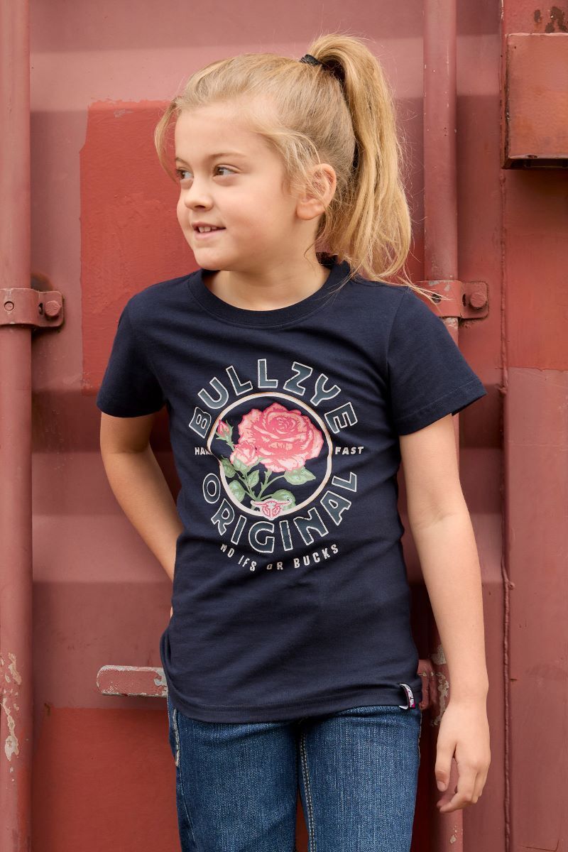 Girls Rose SS Tee - Navy, size: 10
