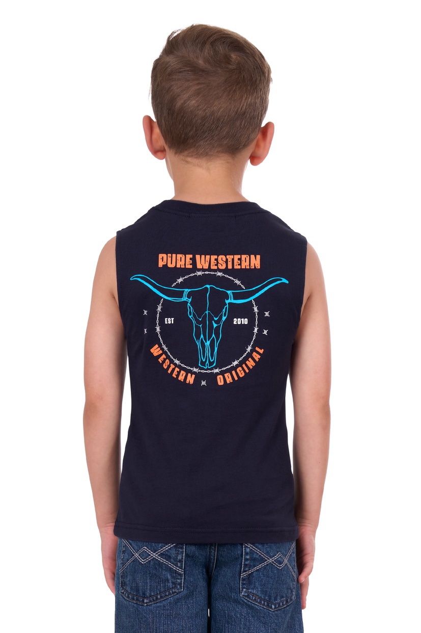 Boys Fred Muscle Tank - Navy, size: 10