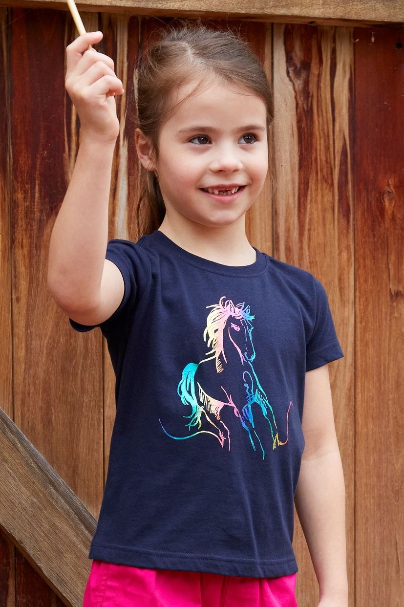 Girls Willow SS Tee - Navy, size: 6