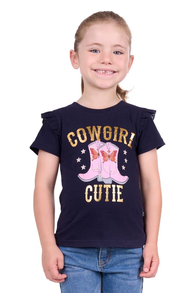 Girls Audrey SS Tee - Navy, size: 4