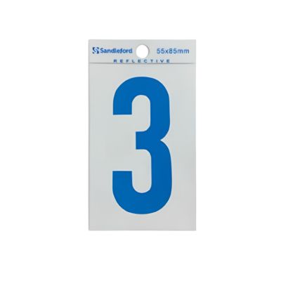 Number 3 Blue/reflective/self adhesive