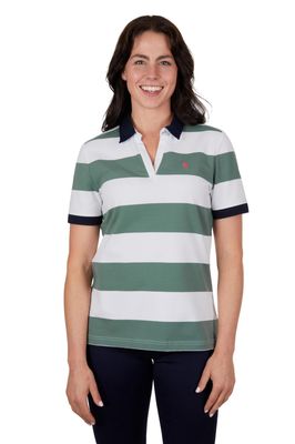 Womens Bella SS Polo Top Khaki/White