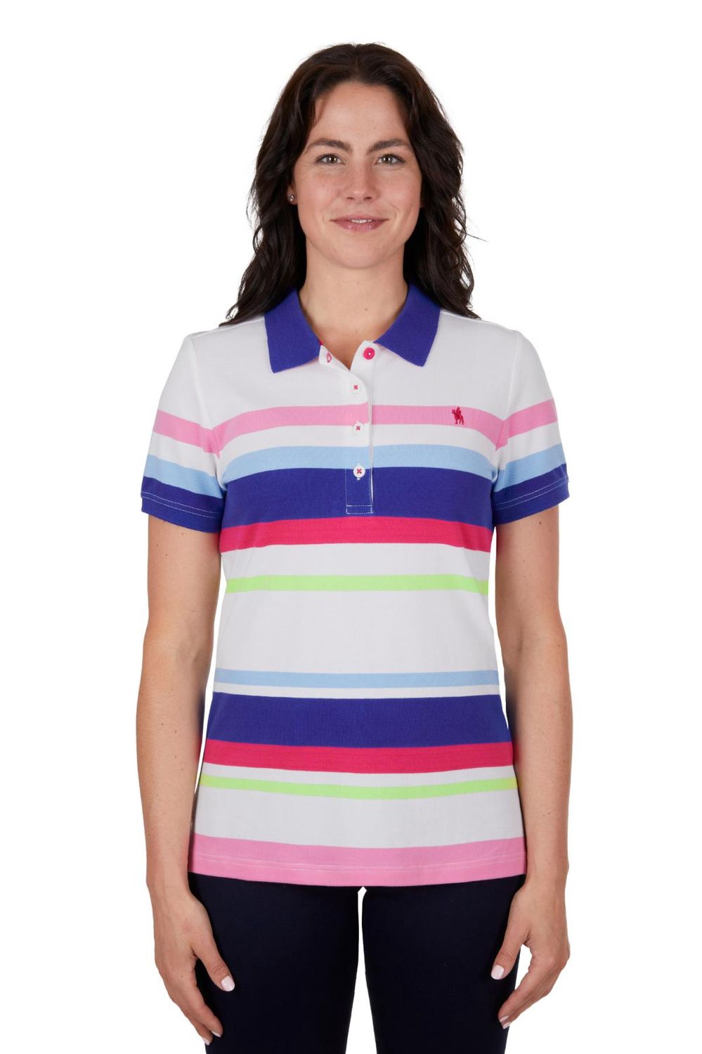 Womens Perry SS Polo - White/Multi, size: 10
