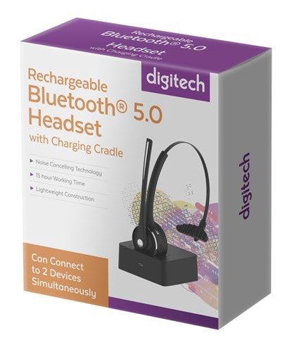HEADSET B/T 5.0 RECH W/CHGR DOCK+MIC