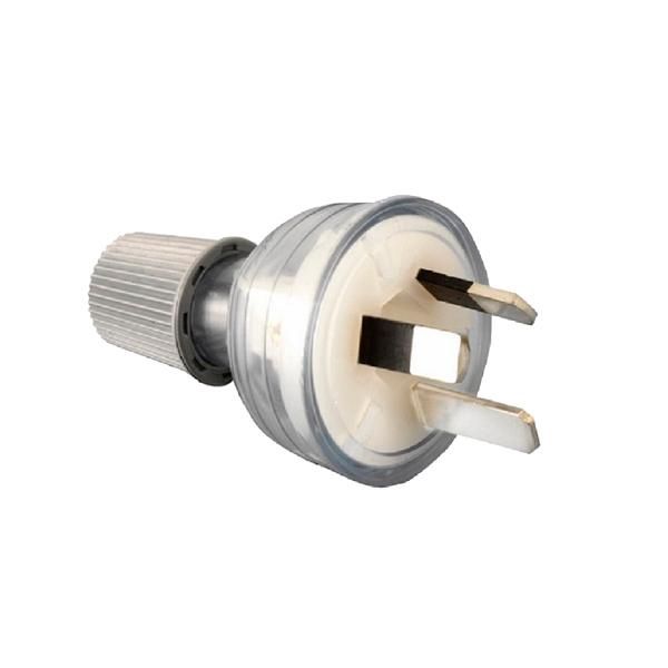 10A 3 Pin Plug Top with Cord Locking Nut Clear