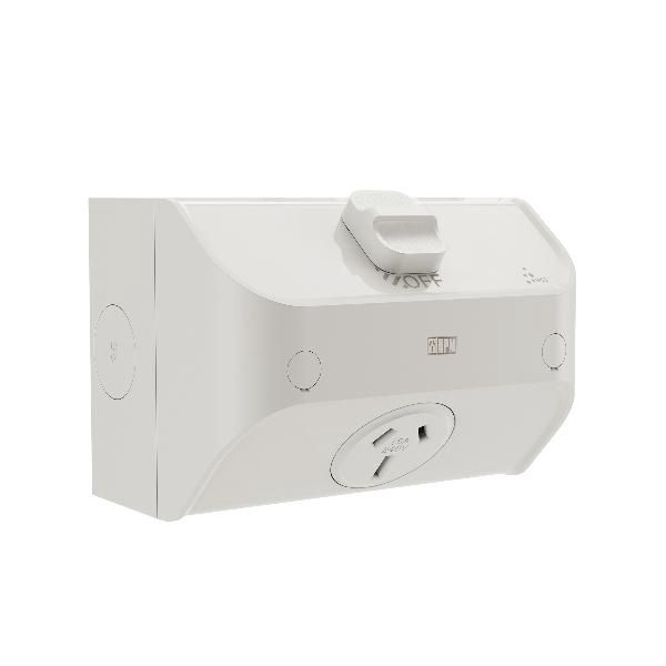 15A IP53 Weatherproof Surface Mount Single Powerpoint Misty Grey