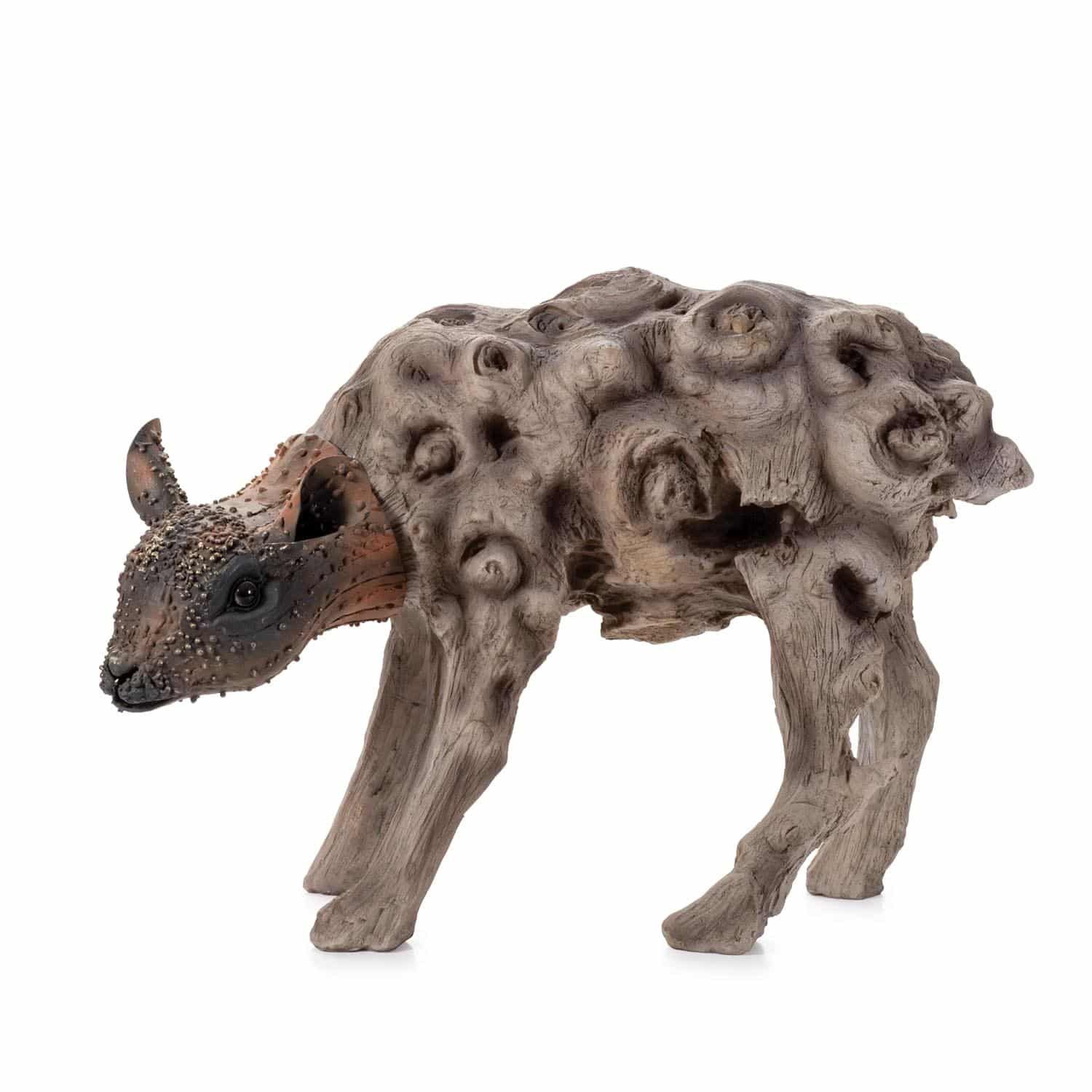 Figurine- Lamb Head Down - Driftwood Effect &amp; Metal