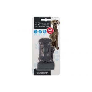 Pet Waste Bag + Clip-On Dispenser 40pk