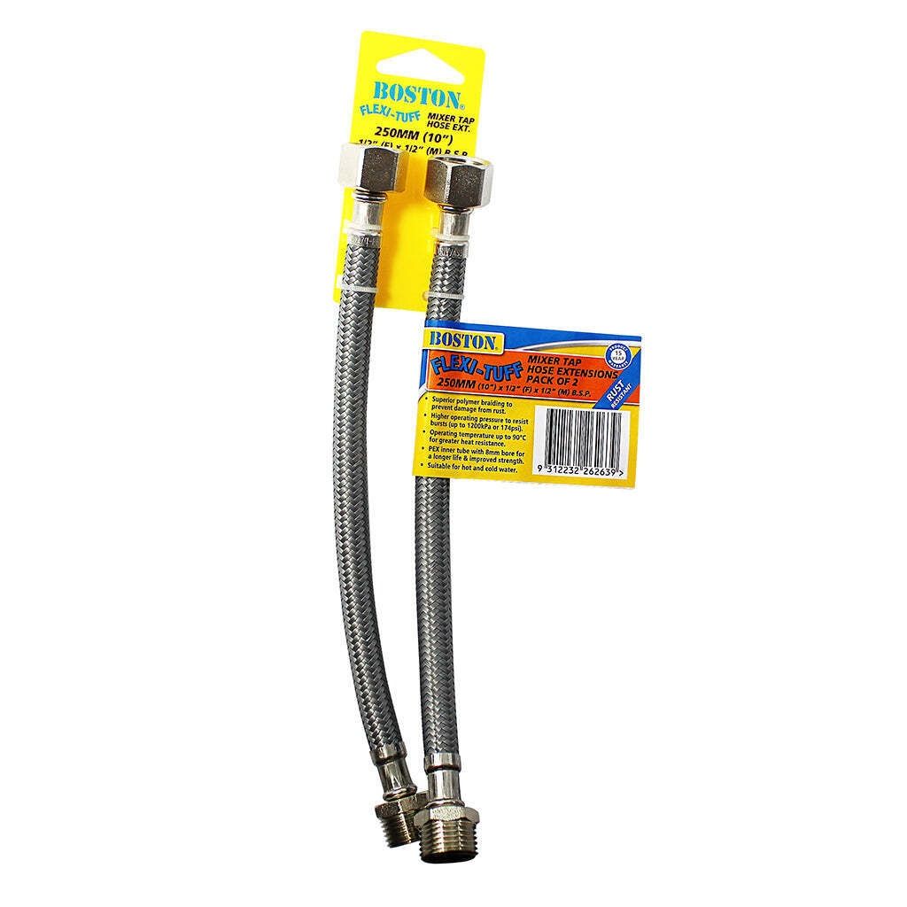 Mixer Tap Hose Ext 250mm Flexi Tuff 2PK