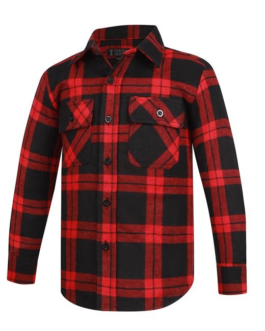 Flannelette Shirt Childrens Open Front Shirt Red-Black