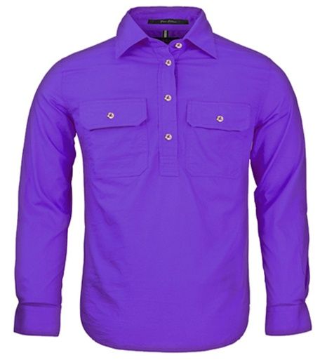 Kids Closed Front L/S Shirt Purple