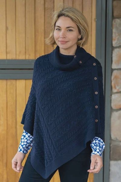 Womens Katherine Poncho - Navy