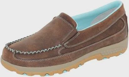 Womens MOCS Cellstretch Slipon - Brown/Aqua