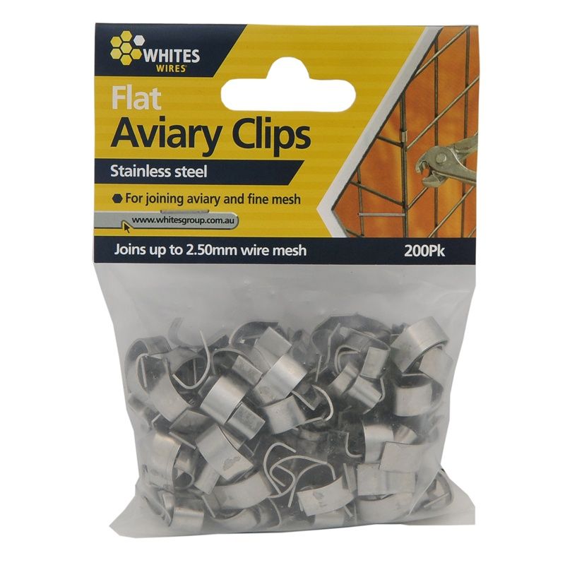 Clips aviary flat S/Steel x 200